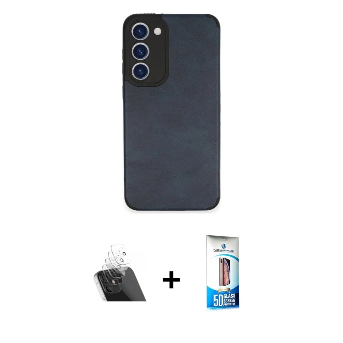 MARSİLYAN™- Galaxy S23 Plus Kılıf Doruk Asil Koleksiyonu - Siyah 5D Eko Cam Ekran Koruyucu + Kamera Lens Koruma Cam - SF