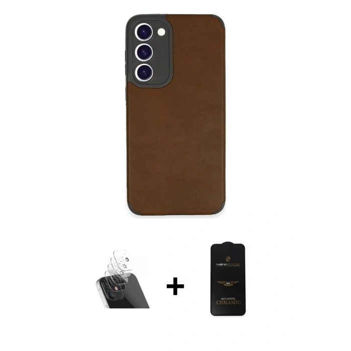 MARSİLYAN™- Galaxy S23 Plus Kılıf Doruk Asil Koleksiyonu - Siyah 6D Antistatik Mat Seramik Hayalet Nano Ekran Koruyucu + Kamera Lens Koruma Cam - SF