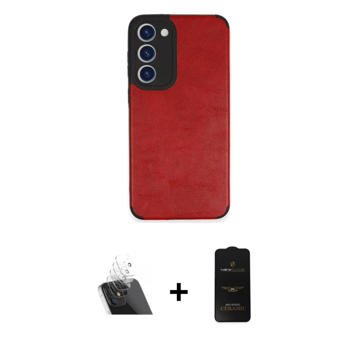 MARSİLYAN™- Galaxy S23 Plus Kılıf Doruk Asil Koleksiyonu - Siyah 6D Antistatik Mat Seramik Hayalet Nano Ekran Koruyucu + Kamera Lens Koruma Cam - SF