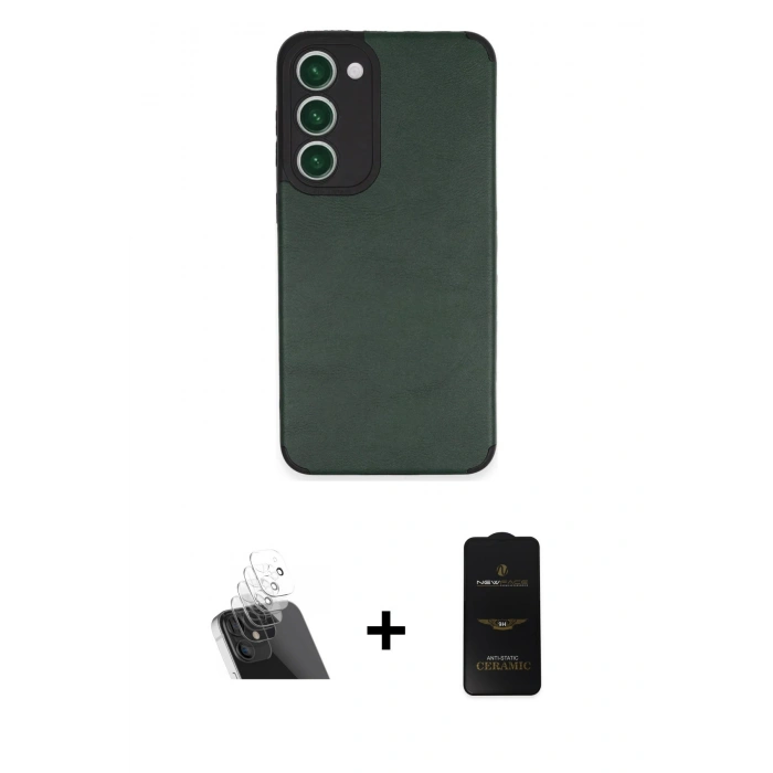 MARSİLYAN™- Galaxy S23 Plus Kılıf Doruk Asil Koleksiyonu - Siyah 6D Antistatik Mat Seramik Hayalet Nano Ekran Koruyucu + Kamera Lens Koruma Cam - SF