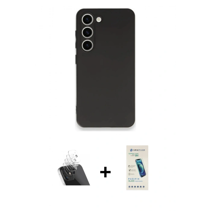 MARSİLYAN™- Galaxy S23 Plus Kılıf Kozmos Yansıma Özel Seri - Şeffaf Pasifik Cam Ekran Koruyucu + Kamera Lens Koruma Cam - SF
