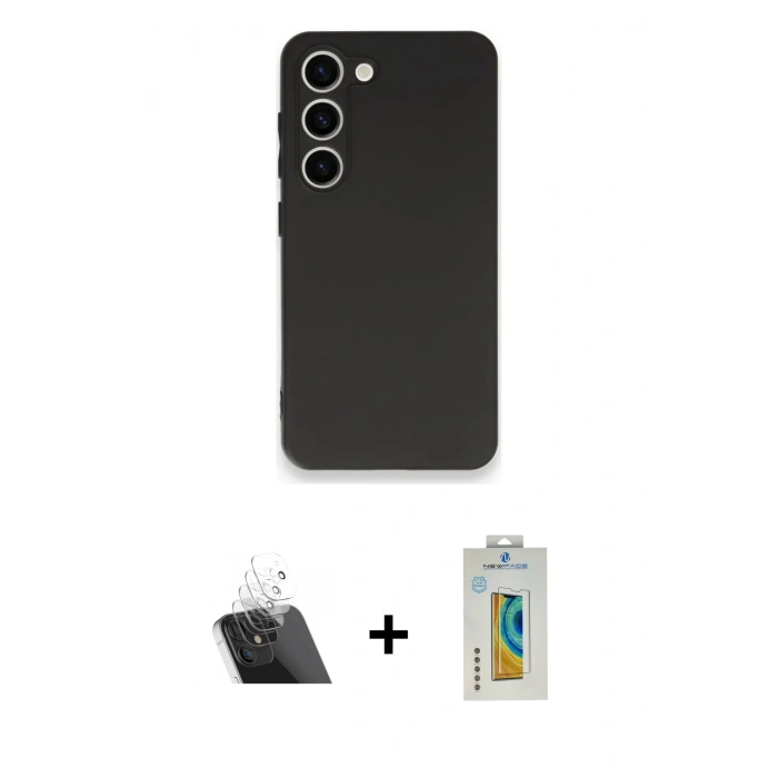 MARSİLYAN™- Galaxy S23 Plus Kılıf Kozmos Yansıma Özel Seri - Şeffaf Polymer Nano Ekran Koruyucu + Kamera Lens Koruma Cam - SF