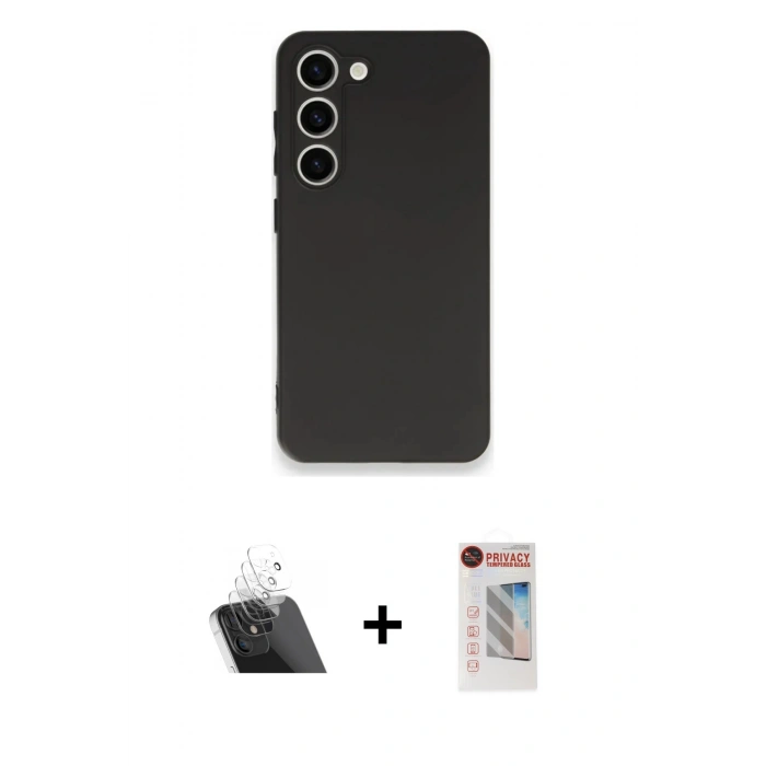 MARSİLYAN™- Galaxy S23 Plus Kılıf Kozmos Yansıma Özel Seri - Siyah Hayalet Edge Cam Ekran Koruyucu + Kamera Lens Koruma Cam - SF