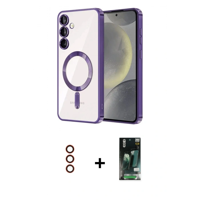 MARSİLYAN™- Galaxy S23 Plus Kılıf Nova Işık Özel Seri - Şeffaf 360 Full Body Arka Koruyucu + Metal Kamera Lens - KI