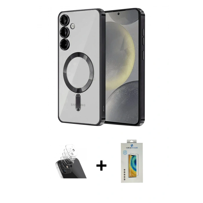 MARSİLYAN™- Galaxy S23 Plus Kılıf Nova Işık Özel Seri - Şeffaf Polymer Nano Ekran Koruyucu + Kamera Lens Koruma Cam - SF