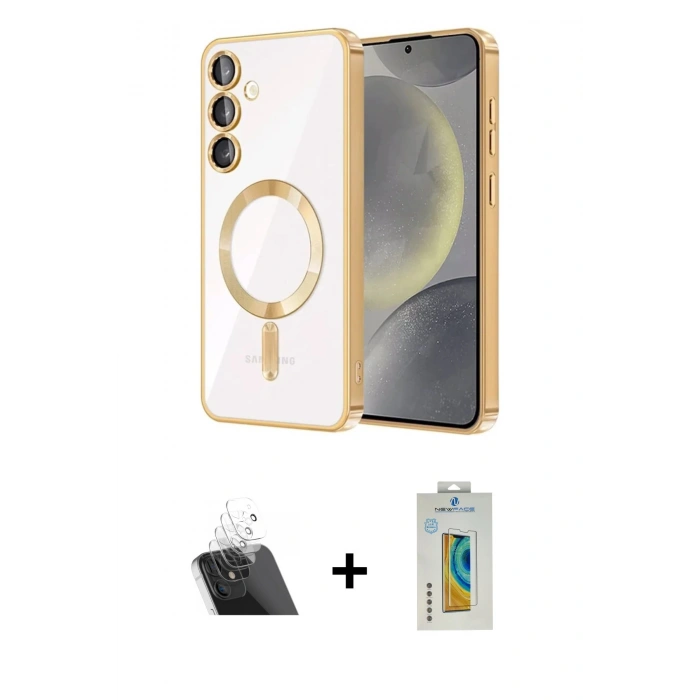 MARSİLYAN™- Galaxy S23 Plus Kılıf Nova Işık Özel Seri - Şeffaf Polymer Nano Ekran Koruyucu + Kamera Lens Koruma Cam - SF