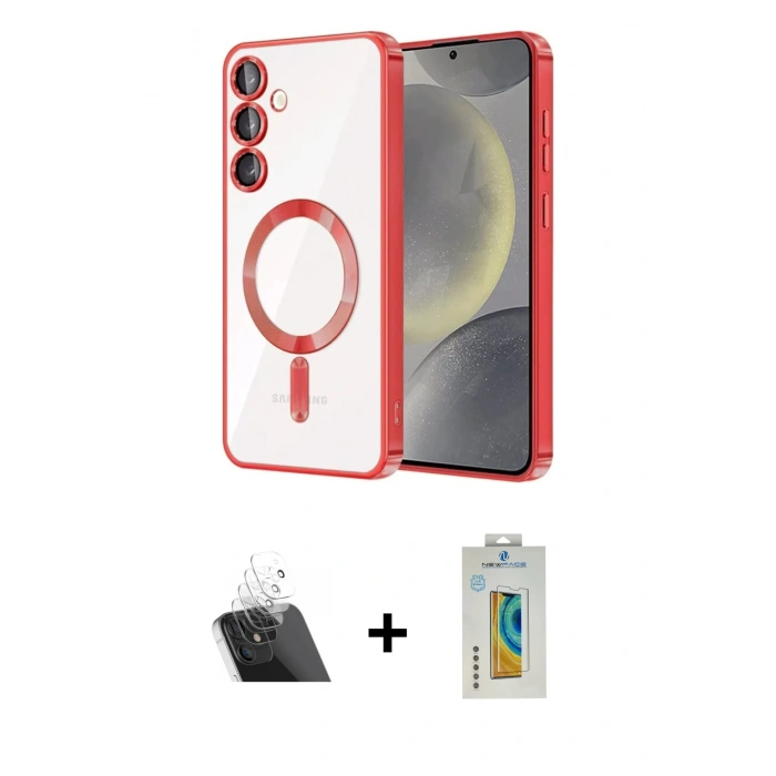 MARSİLYAN™- Galaxy S23 Plus Kılıf Nova Işık Özel Seri - Şeffaf Polymer Nano Ekran Koruyucu + Kamera Lens Koruma Cam - SF