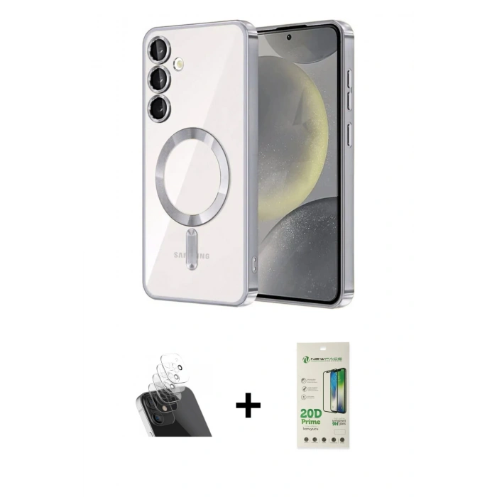 MARSİLYAN™- Galaxy S23 Plus Kılıf Nova Işık Özel Seri - Siyah 20D Premium Cam Ekran Koruyucu + Kamera Lens Koruma Cam - SF