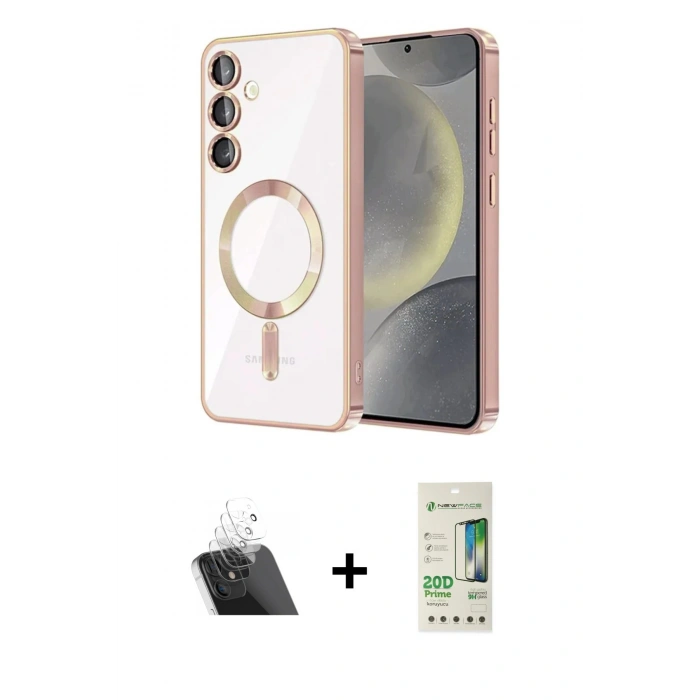 MARSİLYAN™- Galaxy S23 Plus Kılıf Nova Işık Özel Seri - Siyah 20D Premium Cam Ekran Koruyucu + Kamera Lens Koruma Cam - SF