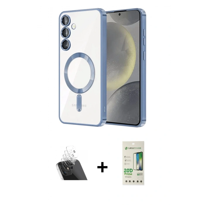 MARSİLYAN™- Galaxy S23 Plus Kılıf Nova Işık Özel Seri - Siyah 20D Premium Cam Ekran Koruyucu + Kamera Lens Koruma Cam - SF
