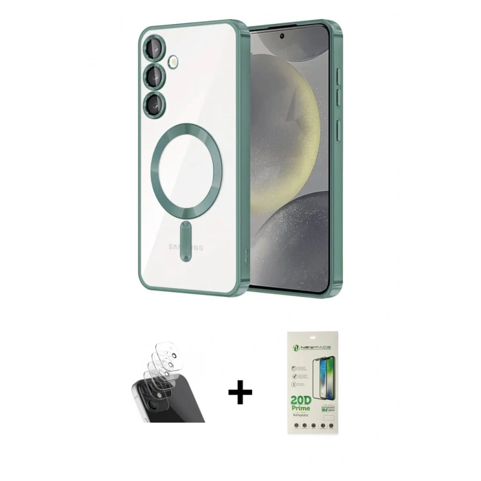 MARSİLYAN™- Galaxy S23 Plus Kılıf Nova Işık Özel Seri - Siyah 20D Premium Cam Ekran Koruyucu + Kamera Lens Koruma Cam - SF