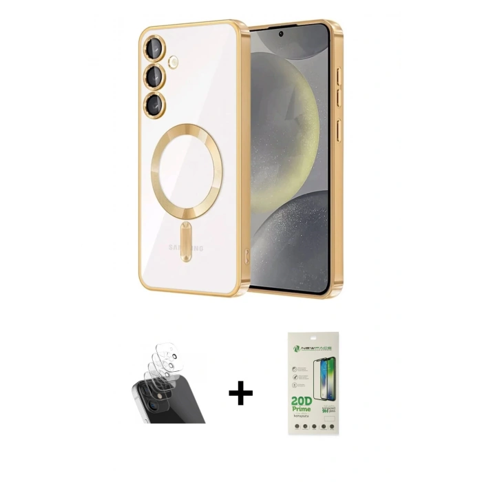 MARSİLYAN™- Galaxy S23 Plus Kılıf Nova Işık Özel Seri - Siyah 20D Premium Cam Ekran Koruyucu + Kamera Lens Koruma Cam - SF