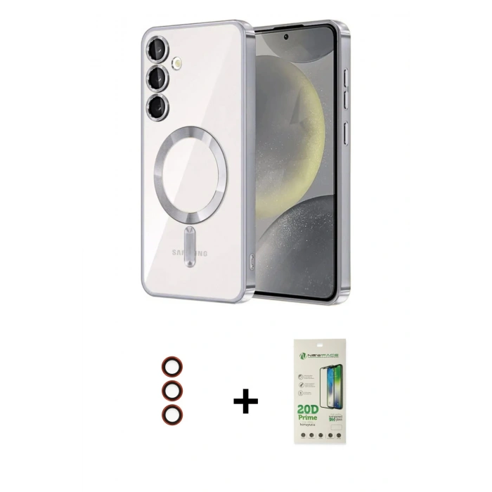 MARSİLYAN™- Galaxy S23 Plus Kılıf Nova Işık Özel Seri - Siyah 20D Premium Cam Ekran Koruyucu + Metal Kamera Lens - KI