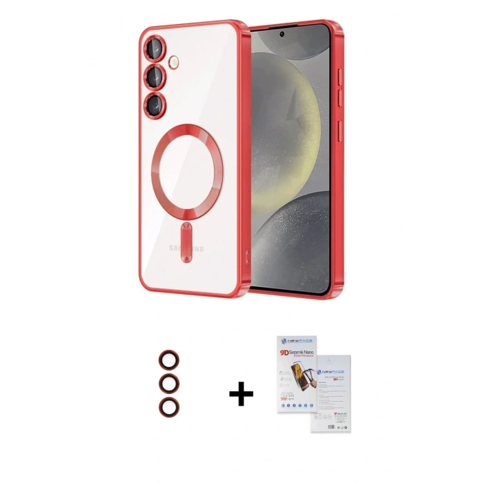 MARSİLYAN™- Galaxy S23 Plus Kılıf Nova Işık Özel Seri - Siyah Seramik Nano Ekran Koruyucu + Metal Kamera Lens - KI