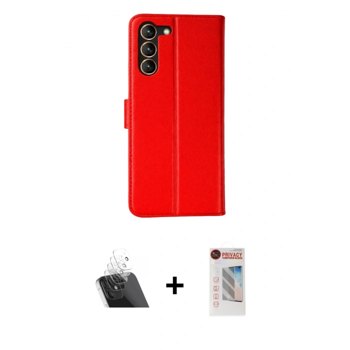 MARSİLYAN™- Galaxy S23 Plus Kılıf Siluet Işık Serisi - Siyah Hayalet Edge Cam Ekran Koruyucu + Kamera Lens Koruma Cam - SF