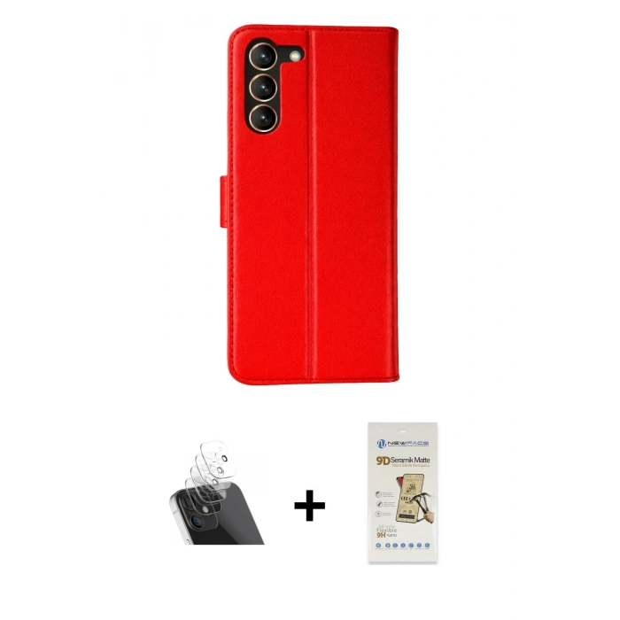 MARSİLYAN™- Galaxy S23 Plus Kılıf Siluet Işık Serisi - Siyah Mat Seramik Nano Ekran Koruyucu + Şeffaf Kamera Lens Koruma Cam
