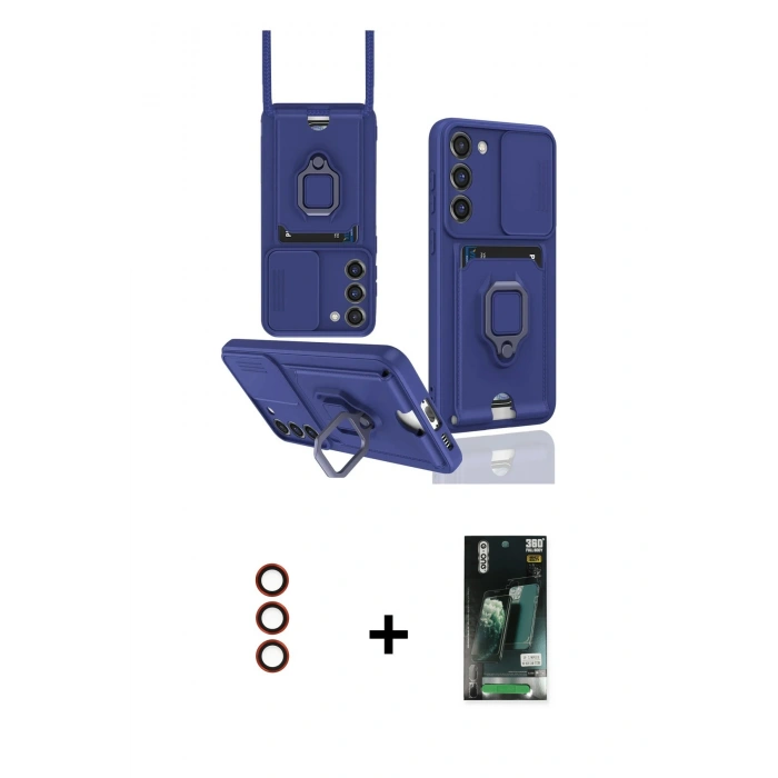 MARSİLYAN™- Galaxy S23 Plus Kılıf Vadi Form Prime - Şeffaf 360 Full Body Arka Koruyucu + Metal Kamera Lens - KI