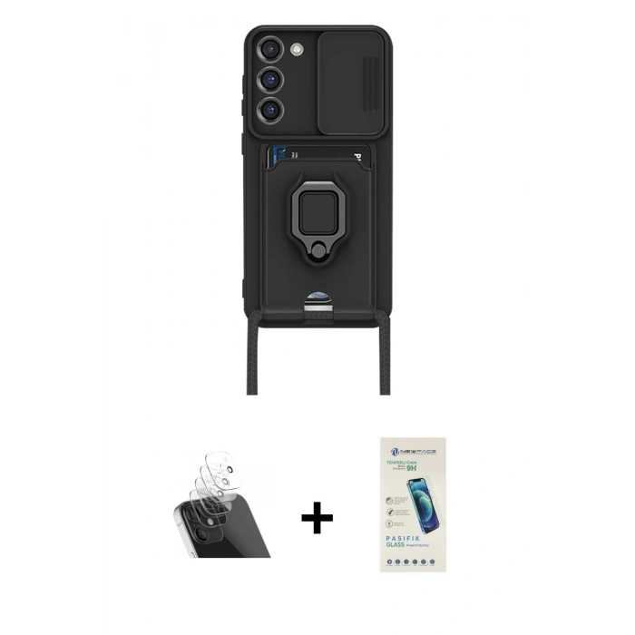 MARSİLYAN™- Galaxy S23 Plus Kılıf Vadi Form Prime - Şeffaf Pasifik Cam Ekran Koruyucu + Kamera Lens Koruma Cam - SF