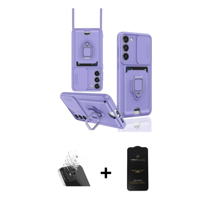 MARSİLYAN™- Galaxy S23 Plus Kılıf Vadi Form Prime - Siyah 6D Antistatik Mat Seramik Hayalet Nano Ekran Koruyucu + Kamera Lens Koruma Cam - SF