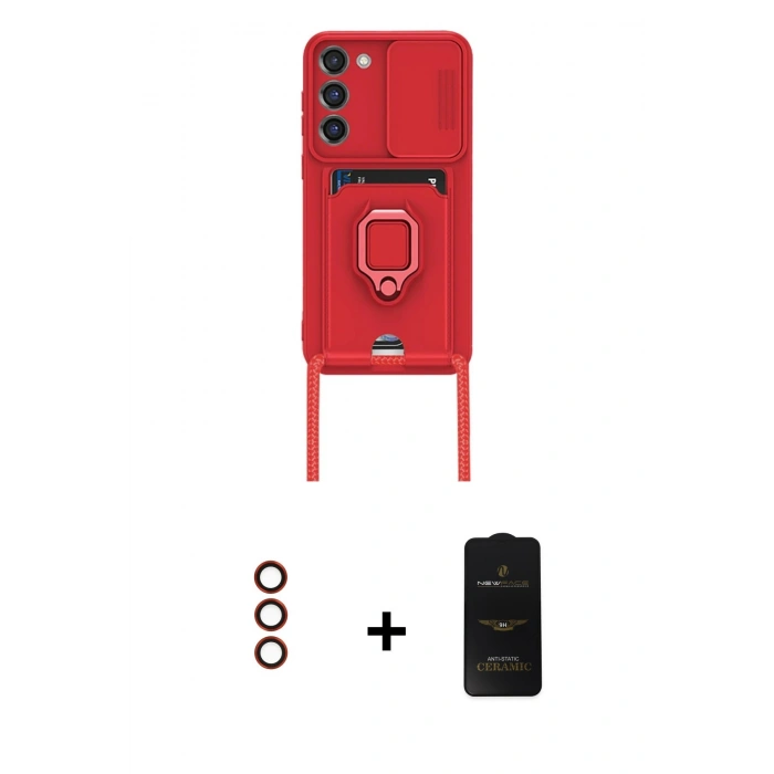 MARSİLYAN™- Galaxy S23 Plus Kılıf Vadi Form Prime - Siyah 6D Antistatik Mat Seramik Hayalet Nano Ekran Koruyucu + Metal Kamera Lens - KI