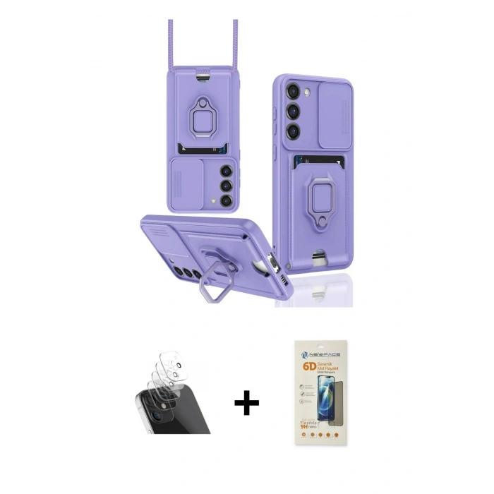 MARSİLYAN™- Galaxy S23 Plus Kılıf Vadi Form Prime - Siyah 6D Mat Seramik Hayalet Nano Ekran Koruyucu + Kamera Lens Koruma Cam - SF