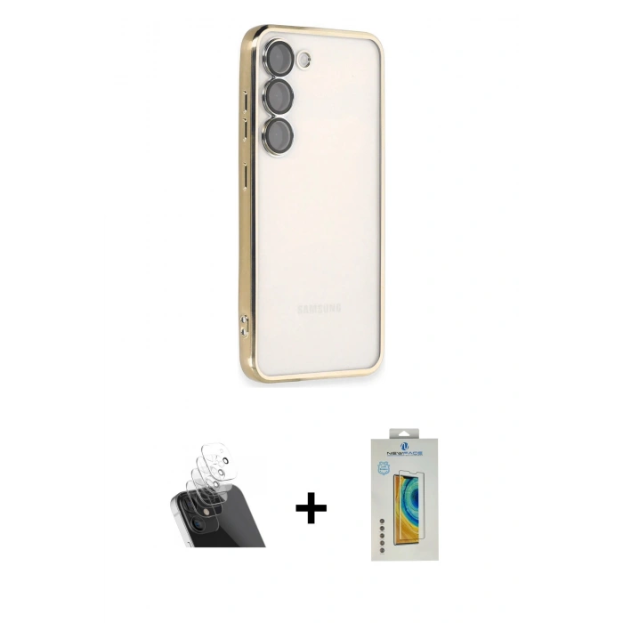 MARSİLYAN™- Galaxy S23 Plus Kılıf Vadi Minimal - Şeffaf Polymer Nano Ekran Koruyucu + Kamera Lens Koruma Cam - SF