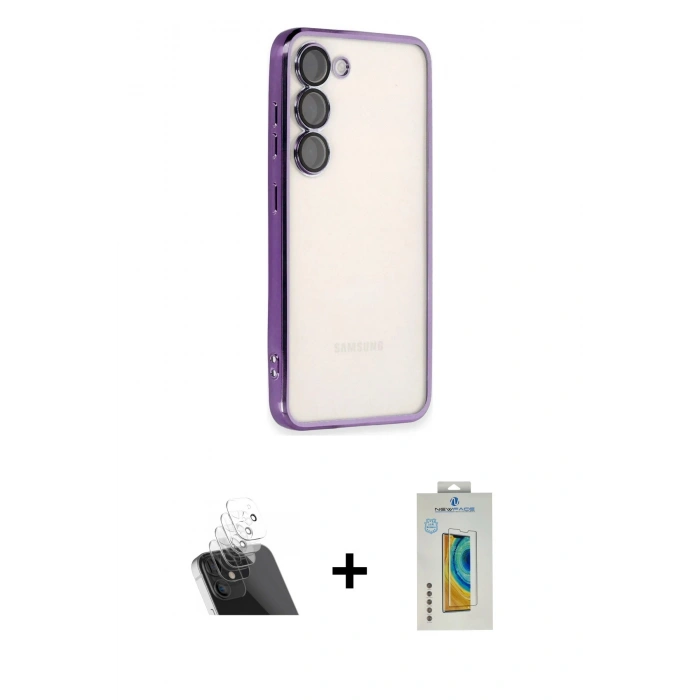 MARSİLYAN™- Galaxy S23 Plus Kılıf Vadi Minimal - Şeffaf Polymer Nano Ekran Koruyucu + Kamera Lens Koruma Cam - SF