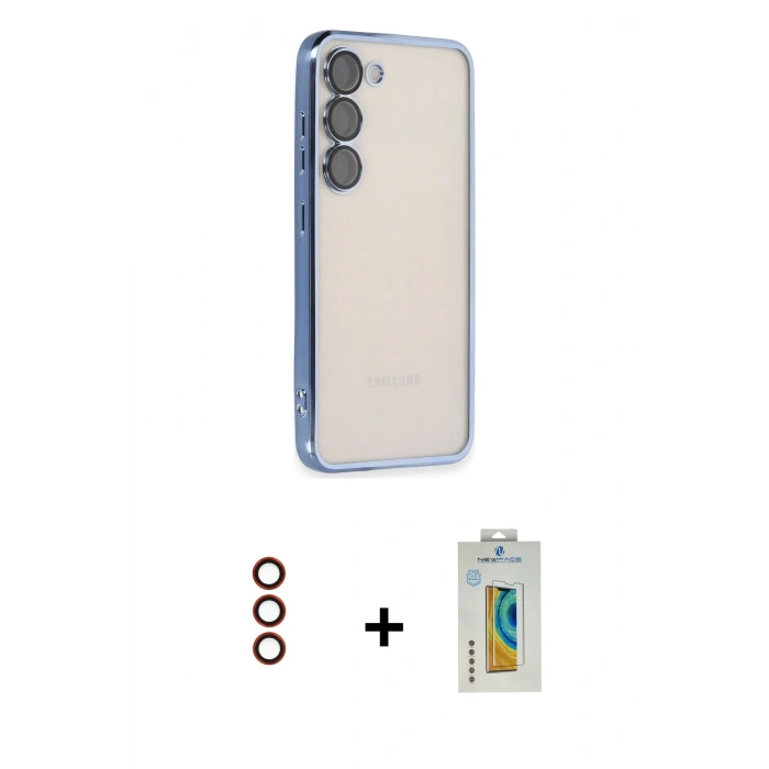 MARSİLYAN™- Galaxy S23 Plus Kılıf Vadi Minimal - Şeffaf Polymer Nano Ekran Koruyucu + Metal Kamera Lens - KI