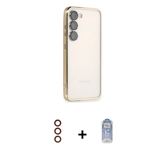 MARSİLYAN™- Galaxy S23 Plus Kılıf Vadi Minimal - Siyah Joko Magic 5D Cam + Metal Kamera Lens - KI