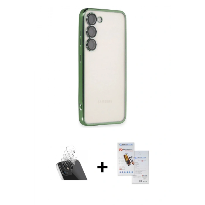 MARSİLYAN™- Galaxy S23 Plus Kılıf Vadi Minimal - Siyah Seramik Nano Ekran Koruyucu + Kamera Lens Koruma Cam - SF