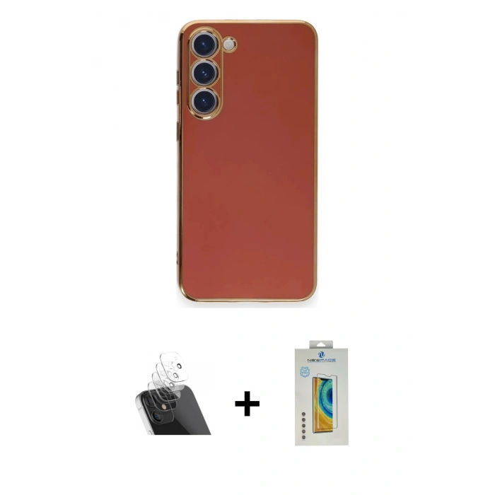 MARSİLYAN™- Galaxy S23 Plus Kılıf Yankı Serisi - Şeffaf Polymer Nano Ekran Koruyucu + Kamera Lens Koruma Cam - SF