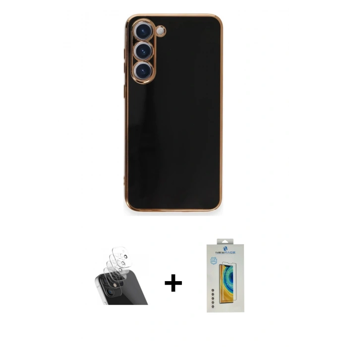 MARSİLYAN™- Galaxy S23 Plus Kılıf Yankı Serisi - Şeffaf Polymer Nano Ekran Koruyucu + Kamera Lens Koruma Cam - SF