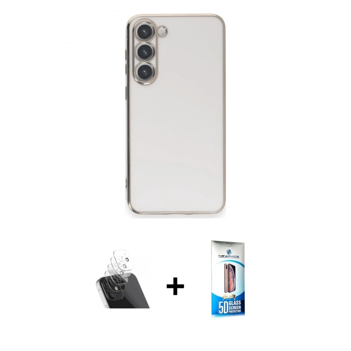 MARSİLYAN™- Galaxy S23 Plus Kılıf Yankı Serisi - Siyah 5D Eko Cam Ekran Koruyucu + Kamera Lens Koruma Cam - SF