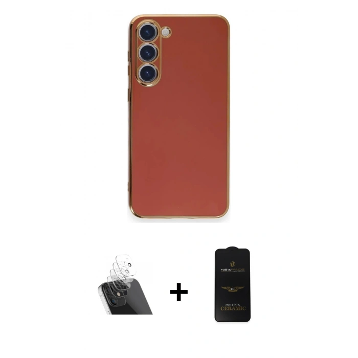 MARSİLYAN™- Galaxy S23 Plus Kılıf Yankı Serisi - Siyah 6D Antistatik Mat Seramik Hayalet Nano Ekran Koruyucu + Kamera Lens Koruma Cam - SF