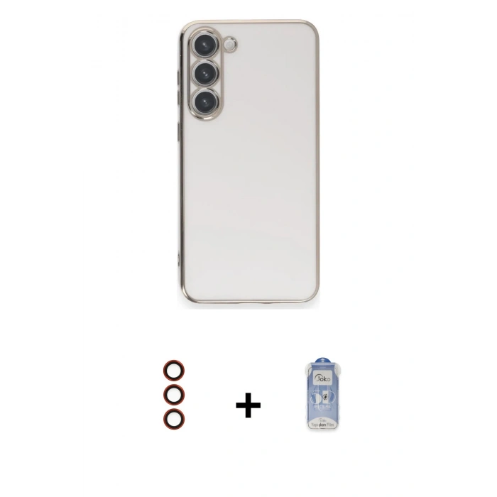 MARSİLYAN™- Galaxy S23 Plus Kılıf Yankı Serisi - Siyah Joko Magic 5D Cam + Metal Kamera Lens - KI