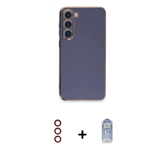 MARSİLYAN™- Galaxy S23 Plus Kılıf Yankı Serisi - Siyah Joko Magic 5D Cam + Metal Kamera Lens - KI