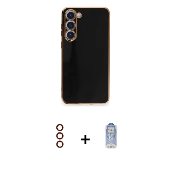 MARSİLYAN™- Galaxy S23 Plus Kılıf Yankı Serisi - Siyah Joko Magic 5D Cam + Metal Kamera Lens - KI