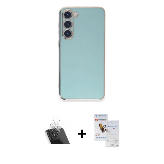 MARSİLYAN™- Galaxy S23 Plus Kılıf Yankı Serisi - Siyah Seramik Nano Ekran Koruyucu + Kamera Lens Koruma Cam - SF