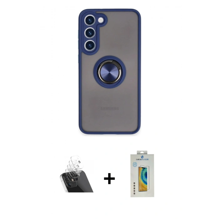 MARSİLYAN™- Galaxy S23 Plus Kılıf Yörünge Çizgi - Şeffaf Polymer Nano Ekran Koruyucu + Kamera Lens Koruma Cam - SF