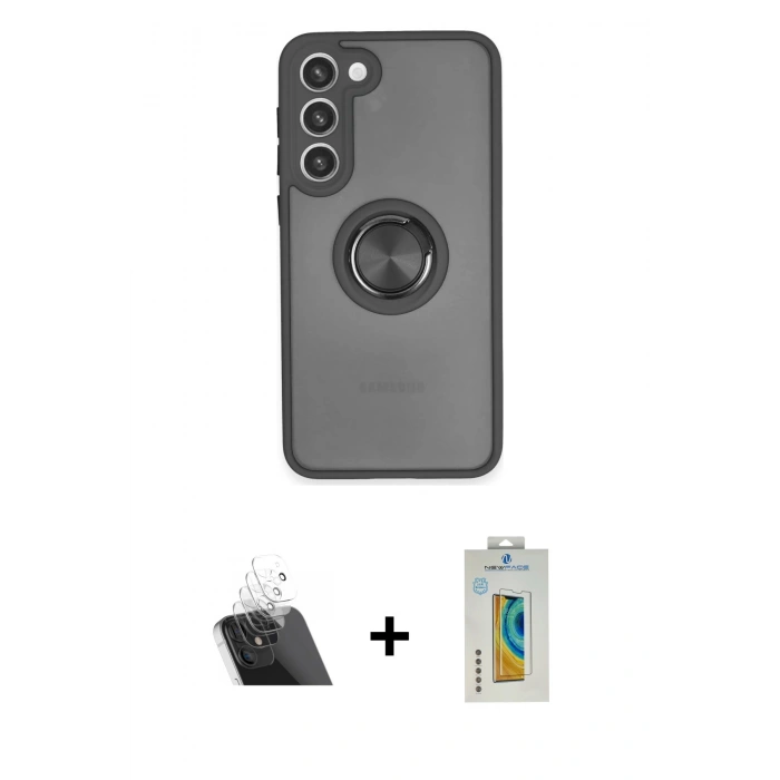 MARSİLYAN™- Galaxy S23 Plus Kılıf Yörünge Çizgi - Şeffaf Polymer Nano Ekran Koruyucu + Kamera Lens Koruma Cam - SF