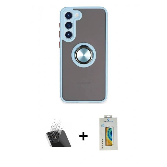 MARSİLYAN™- Galaxy S23 Plus Kılıf Yörünge Çizgi - Şeffaf Polymer Nano Ekran Koruyucu + Kamera Lens Koruma Cam - SF