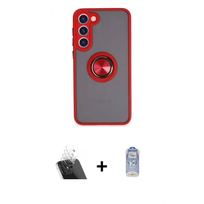 MARSİLYAN™- Galaxy S23 Plus Kılıf Yörünge Çizgi - Siyah Joko Magic 5D Cam + Şeffaf Kamera Lens Koruma Cam