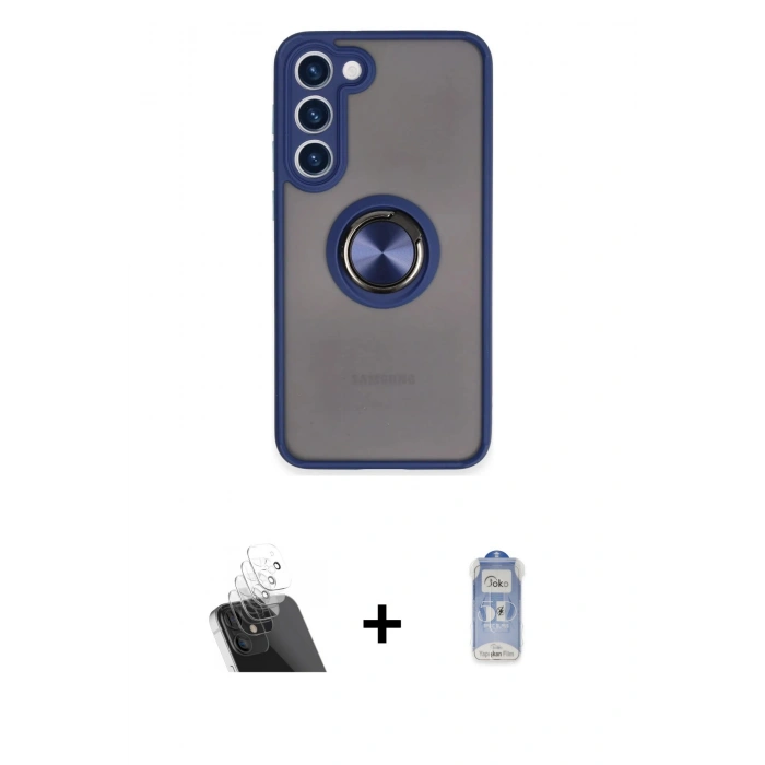 MARSİLYAN™- Galaxy S23 Plus Kılıf Yörünge Çizgi - Siyah Joko Magic 5D Cam + Şeffaf Kamera Lens Koruma Cam