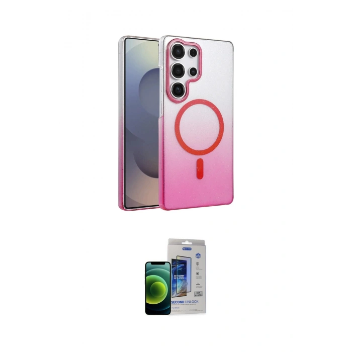 MARSİLYAN™- Galaxy S23 Ultra Kılıf Ahenk Doku Özel Seri - Siyah Durable Full Glue Curved Cam