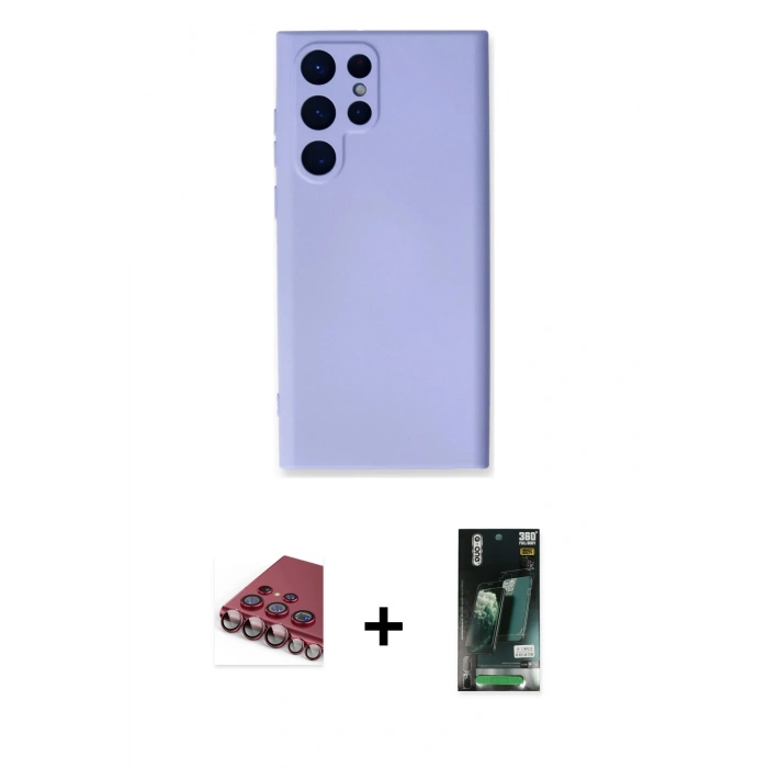 MARSİLYAN™- Galaxy S23 Ultra Kılıf Ahenk Serisi - Şeffaf 360 Full Body Arka Koruyucu + Valdez Metal Kamera Lens - KI