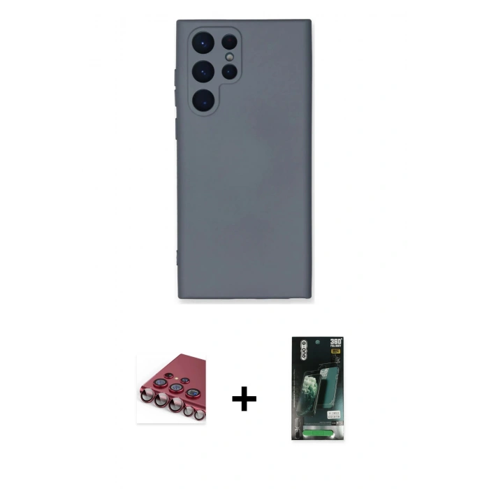MARSİLYAN™- Galaxy S23 Ultra Kılıf Ahenk Serisi - Şeffaf 360 Full Body Arka Koruyucu + Valdez Metal Kamera Lens - KI