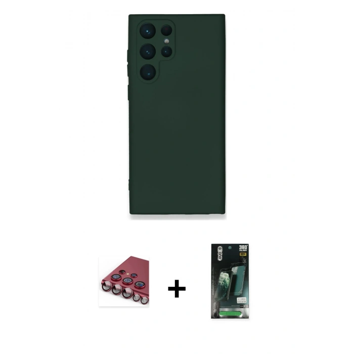 MARSİLYAN™- Galaxy S23 Ultra Kılıf Ahenk Serisi - Şeffaf 360 Full Body Arka Koruyucu + Valdez Metal Kamera Lens - KI