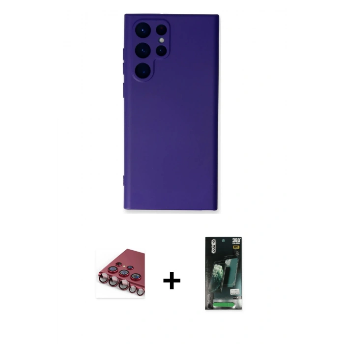MARSİLYAN™- Galaxy S23 Ultra Kılıf Ahenk Serisi - Şeffaf 360 Full Body Arka Koruyucu + Valdez Metal Kamera Lens - KI