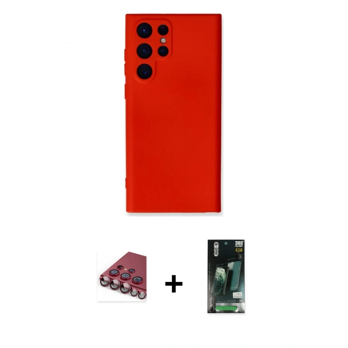 MARSİLYAN™- Galaxy S23 Ultra Kılıf Ahenk Serisi - Şeffaf 360 Full Body Arka Koruyucu + Valdez Metal Kamera Lens - KI