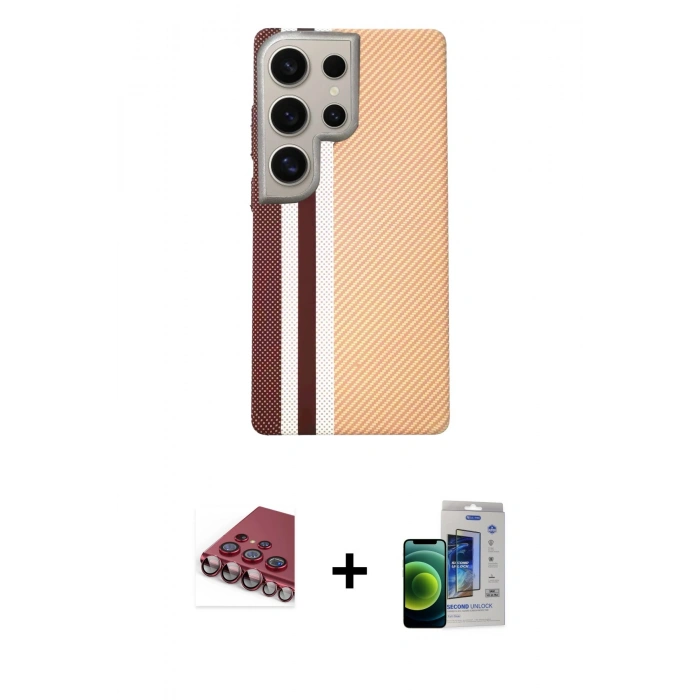 MARSİLYAN™- Galaxy S23 Ultra Kılıf Eksen Prime - Siyah Durable Full Glue Curved Cam + Valdez Metal Kamera Lens - KI